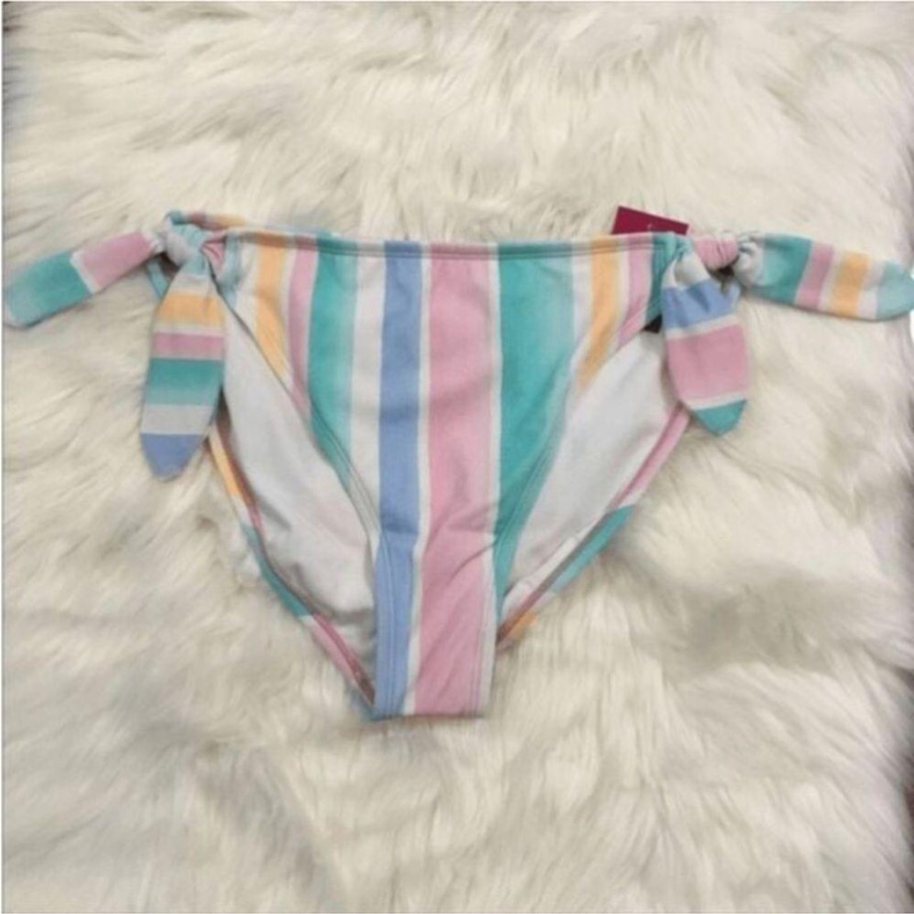 SO bikini bottoms Woman's 3X midrise hipster stripes side knots